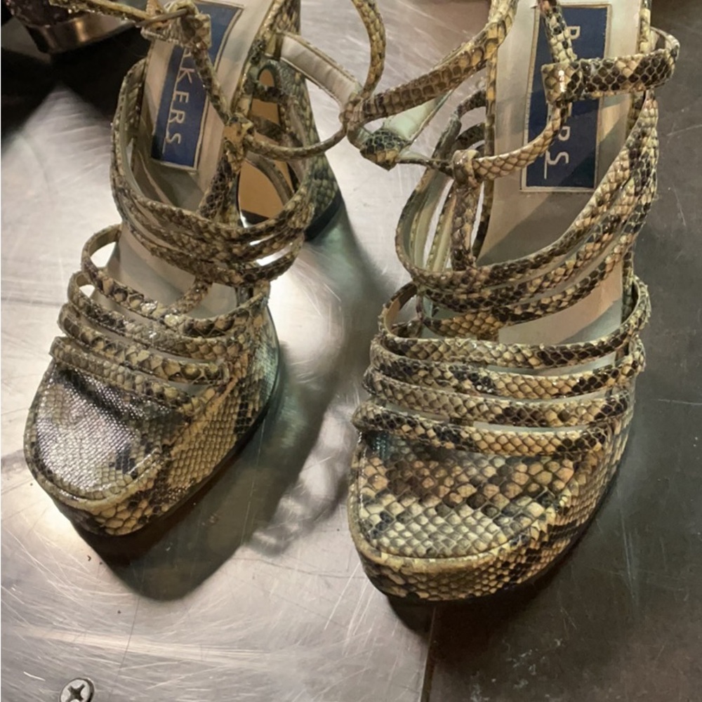 Bakers Vintage Snakeskin Wedge Heel Sandals